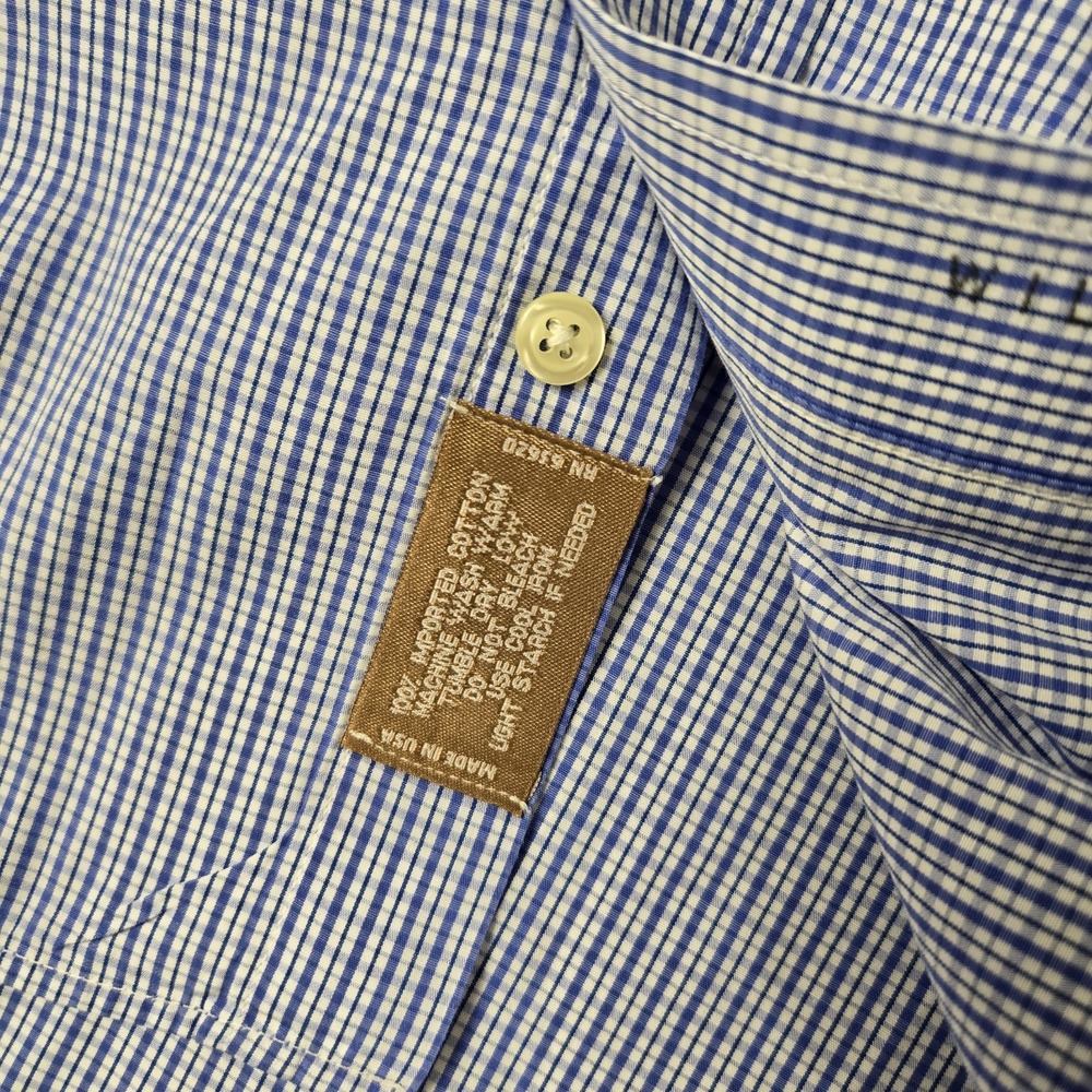 Vintage Gitman Bros Shirt Mens 17.5-34‎ Blue White Plaid Button Down USA Made - Picture 5 of 7